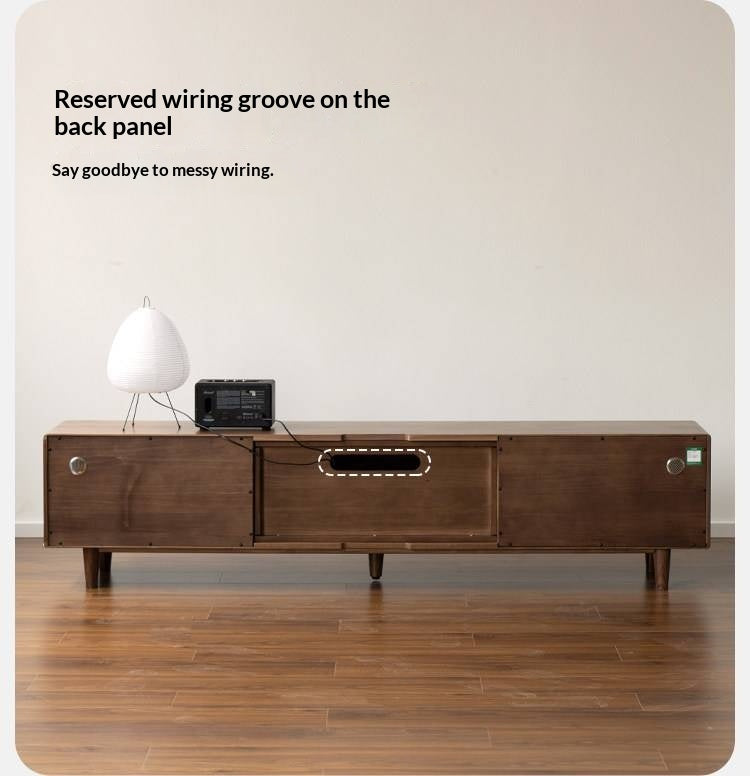 Black Walnut Solid Wood Modern TV Cabinet Locker Integrated.