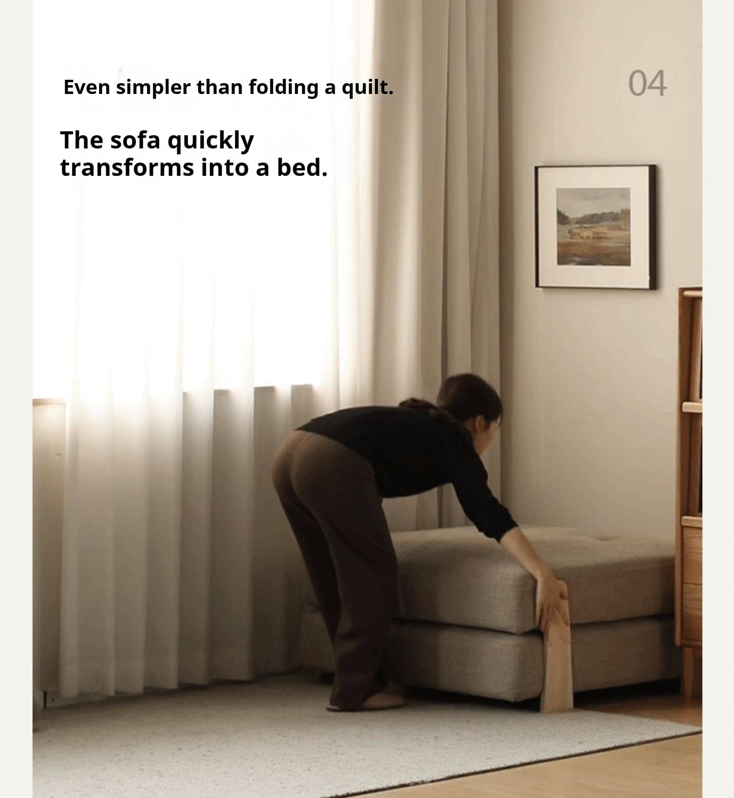 Armless Folding Sofa Bed with Wood Legs