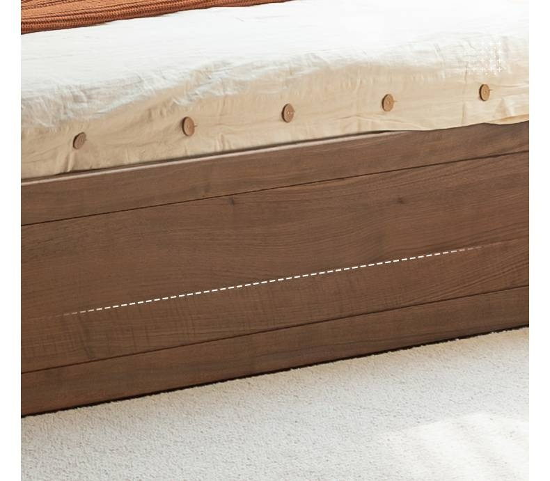 Black Walnut Solid Wood Italian Light Luxury Platform Bed, Headboard-Free Box Bed