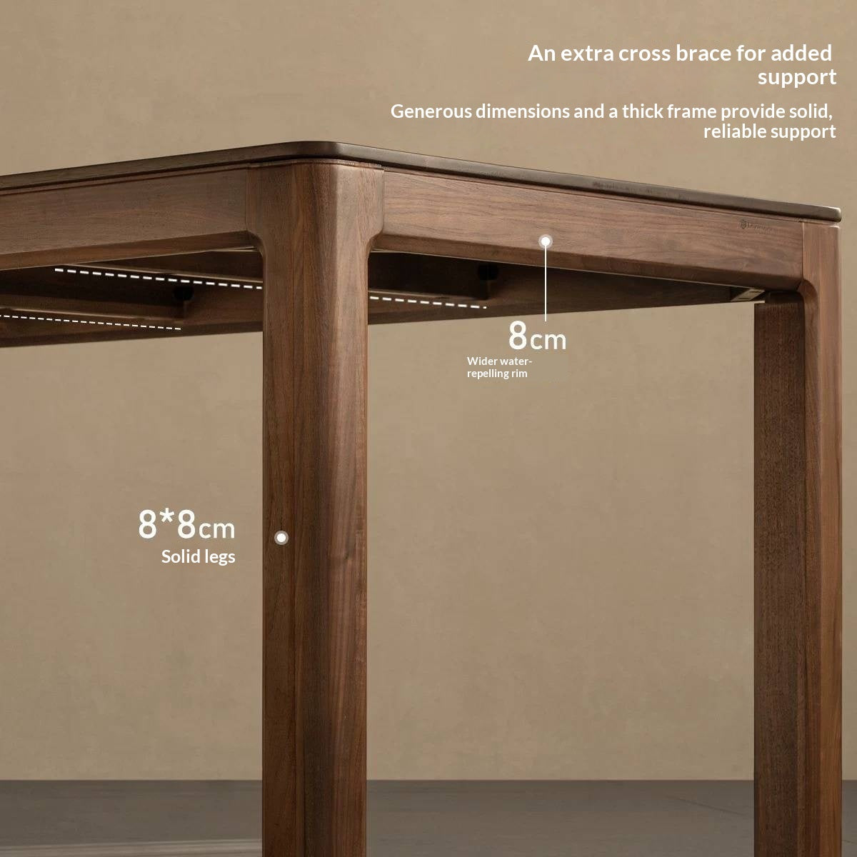 Black Walnut, Ash, Red Oak, Sandalwood Solid Wood Large Dining Table