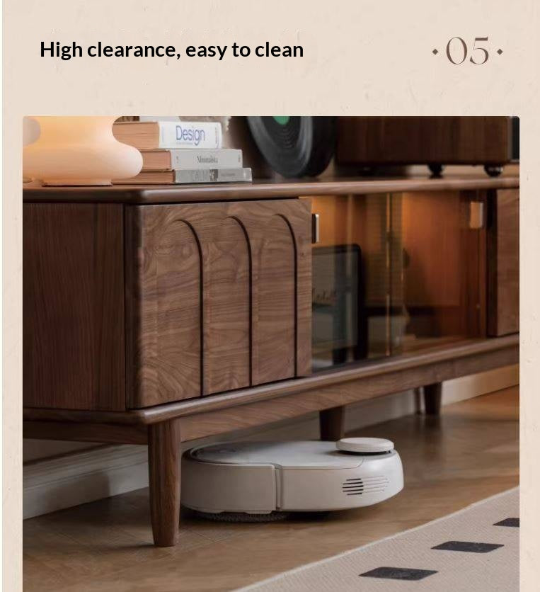 Black Walnut Solid Wood Retro Large Capacity TV Cabinet.