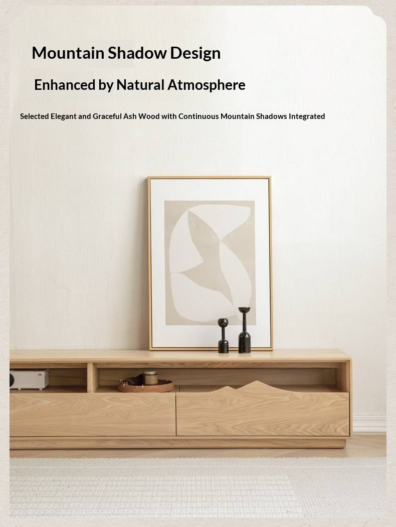 Ash Solid Wood Floor TV Storage Cabinet.