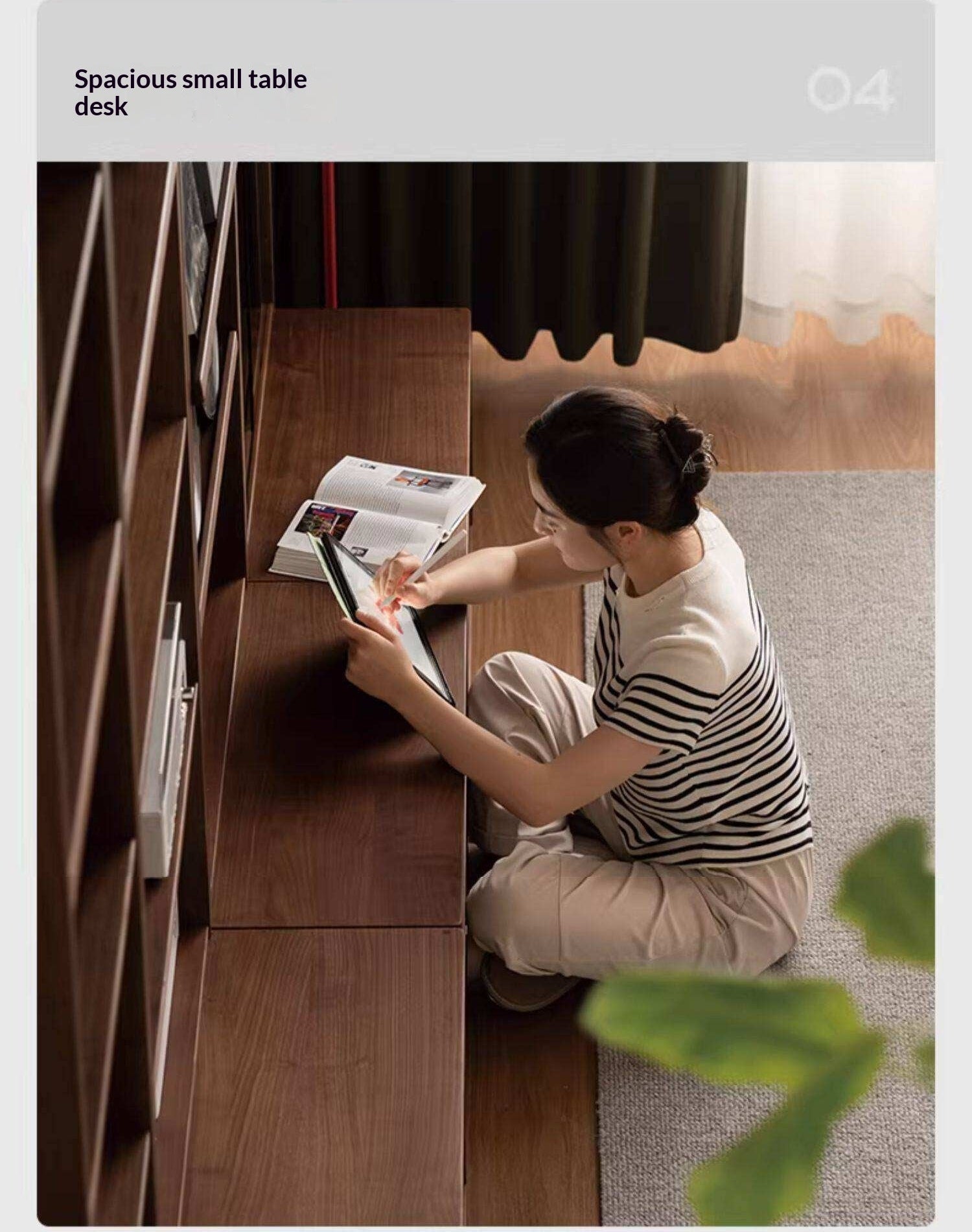 Black Walnut, Sandalwood Solid Wood Light Luxury Combined Bookshelf With Seat