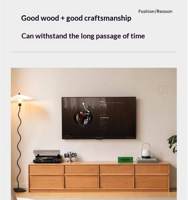 Сherry Solid Wood Modern Floor Storage Locker TV Cabinet.