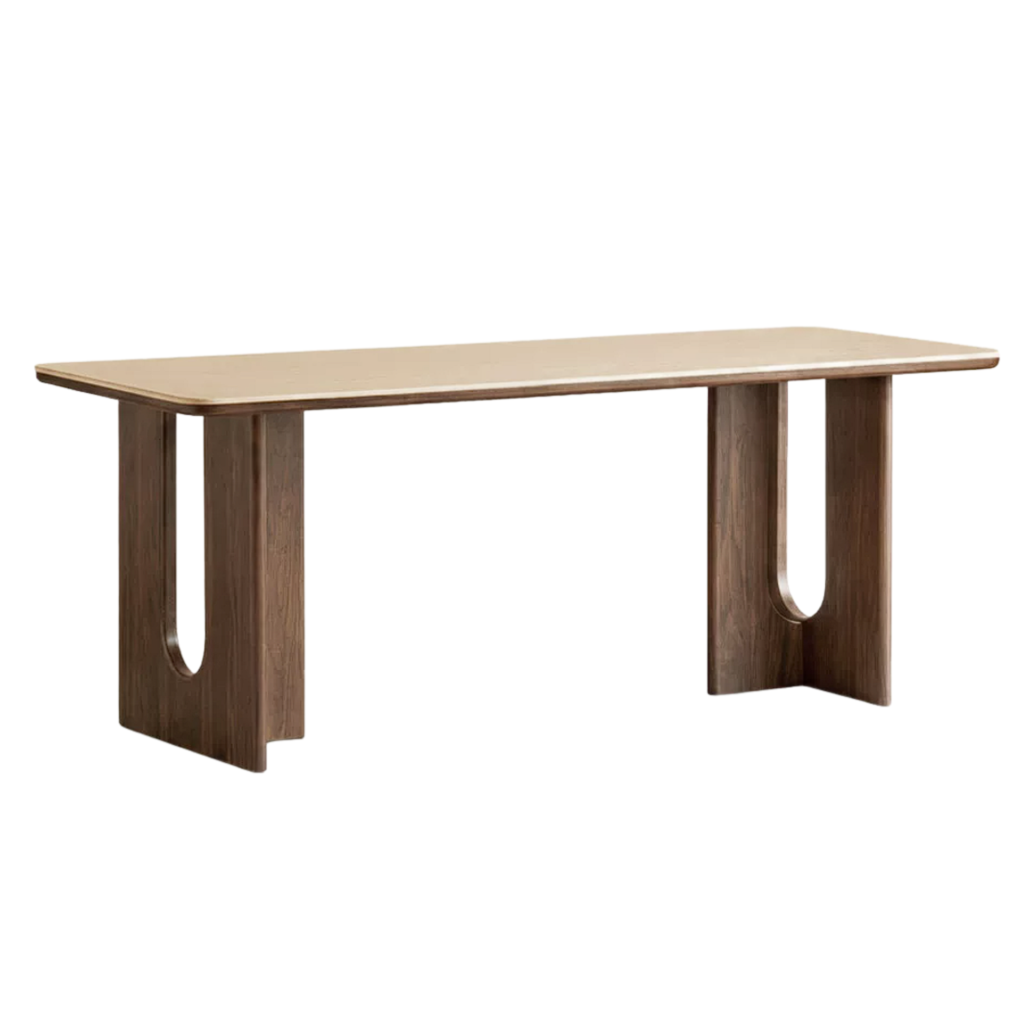 Black Walnut Solid Wood Light Luxury Style Rock Plate Dining Table