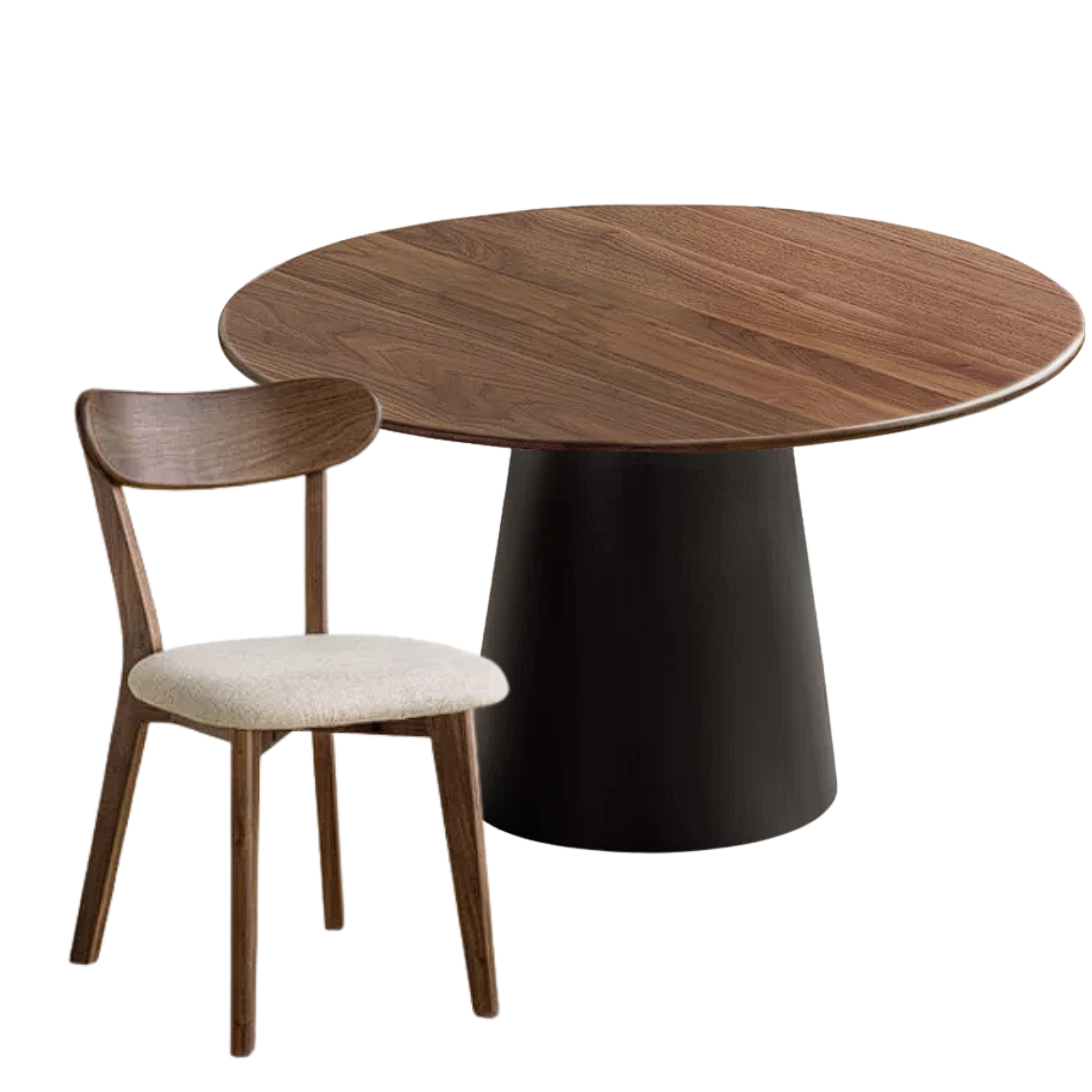 Black Walnut, Oak Solid Wood, Golden Pearwood, Sandalwood Rock Slab Round Dining Table