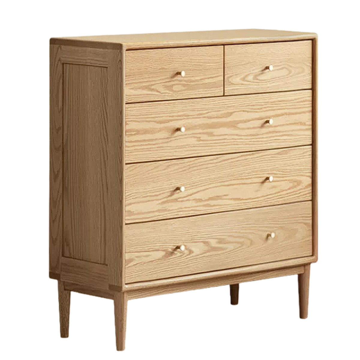 Oak Solid Wood, Solid Rubberwood Nordic Chest of Drawers