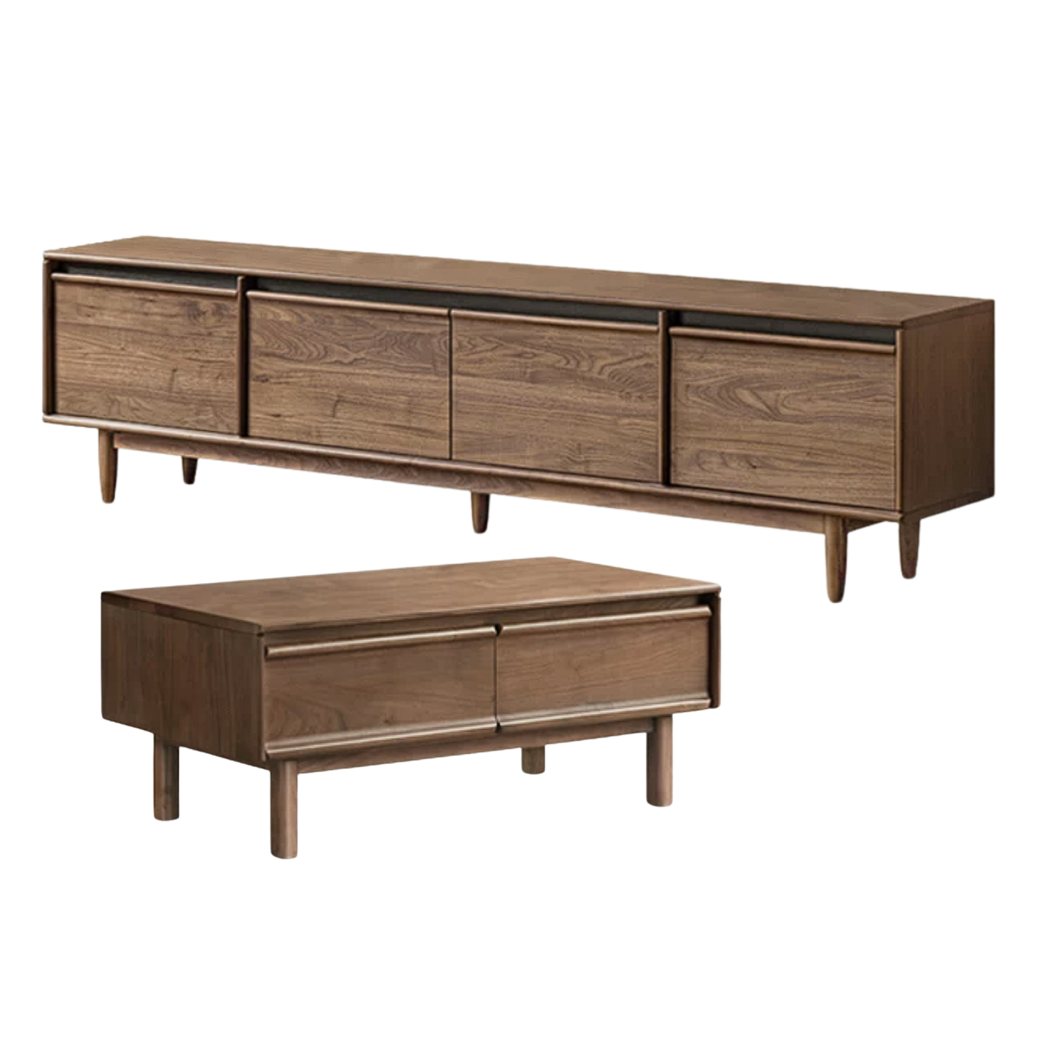 Black Walnut, Sandalwood, Ash Solid Wood Skeleton Line TV Cabinet