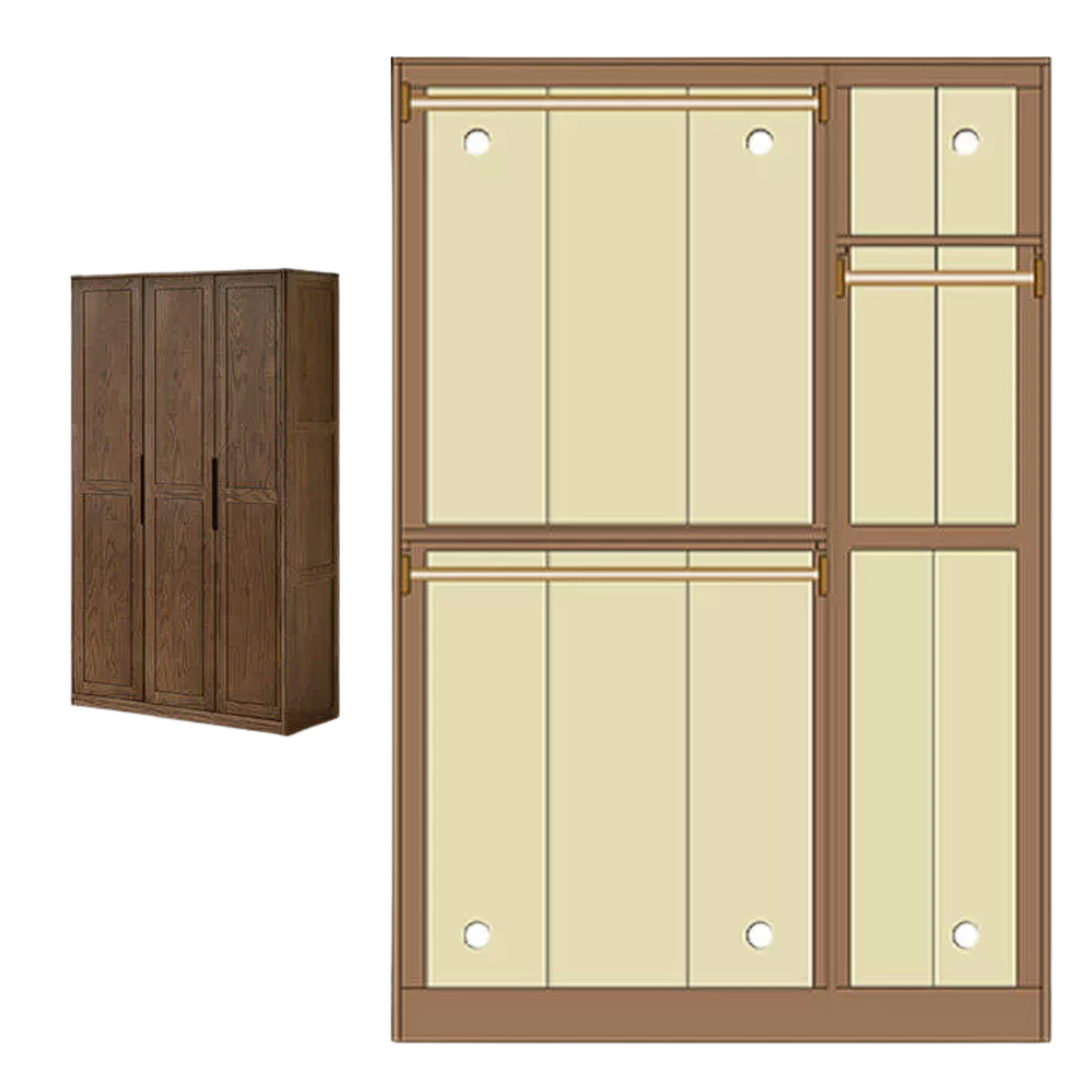 Black Walnut, Merbau Solid Wood Wardrobe.