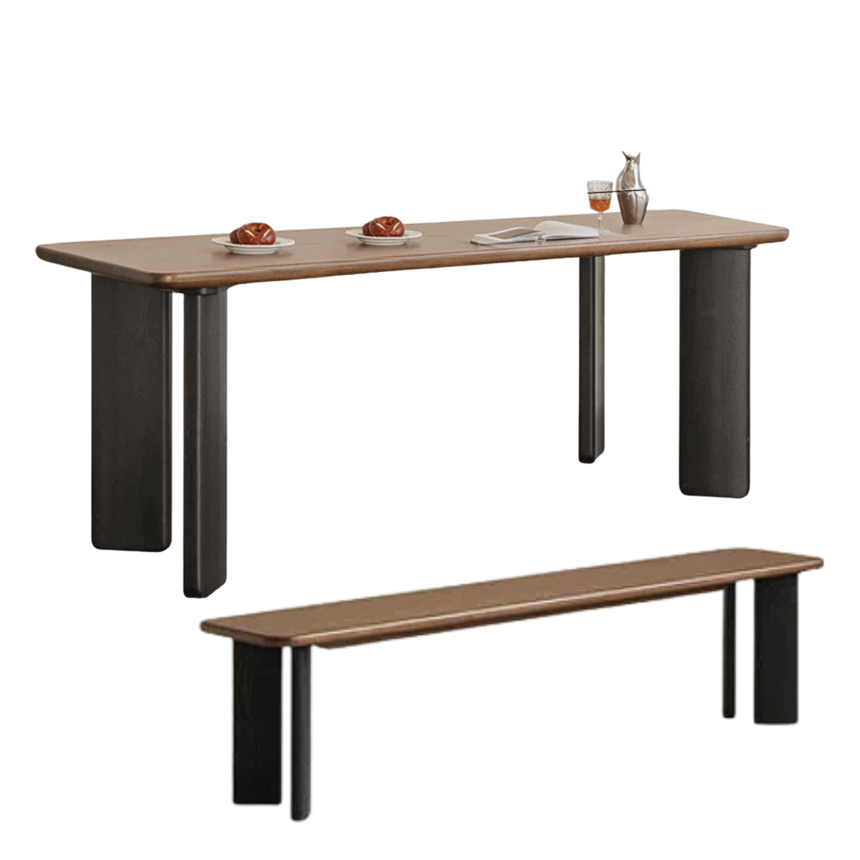 Black Walnut, Ash, Golden Pearwood Solid Wood Light Luxury Rectangular Dining Table