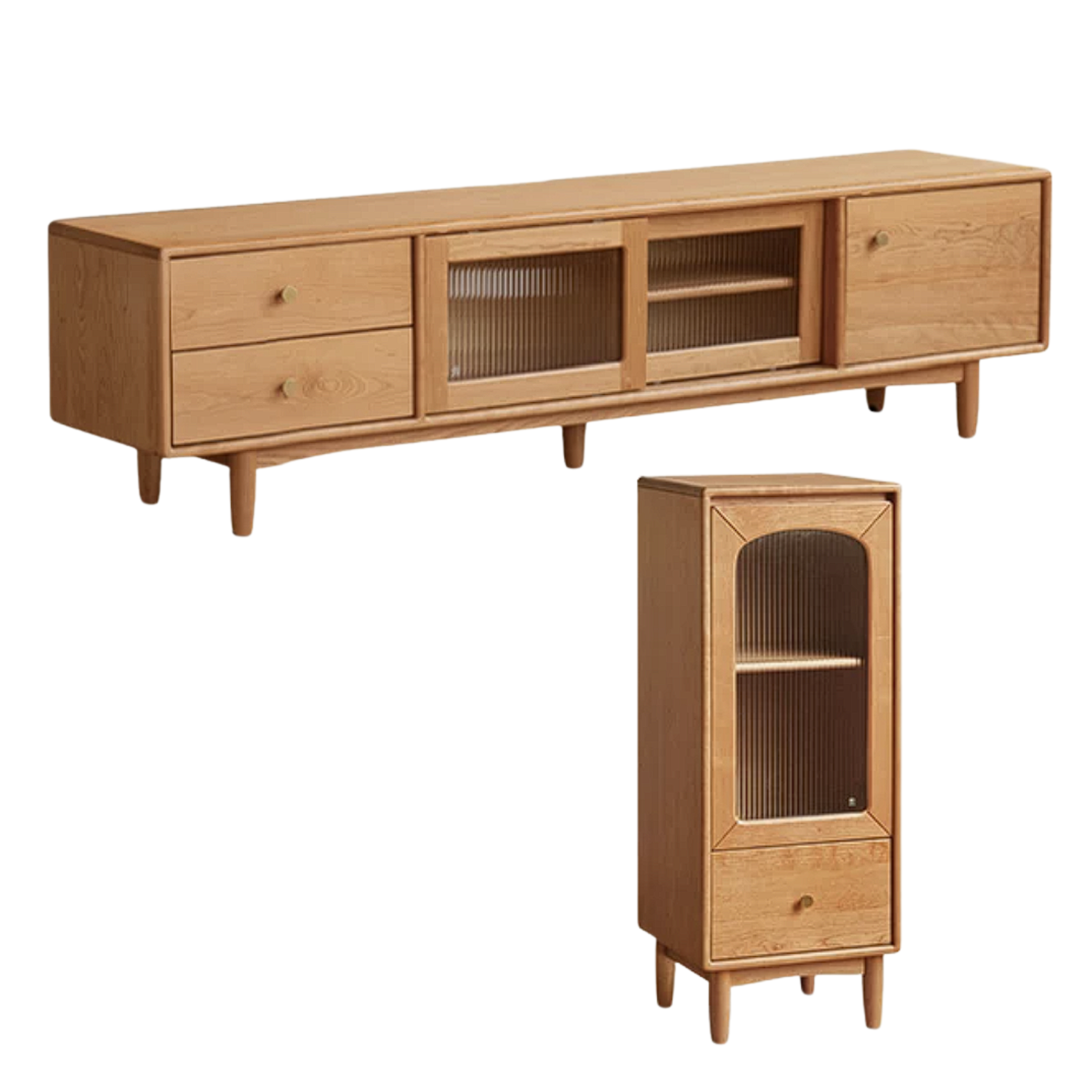Cherry, Ash Solid Wood Modern TV Cabinet