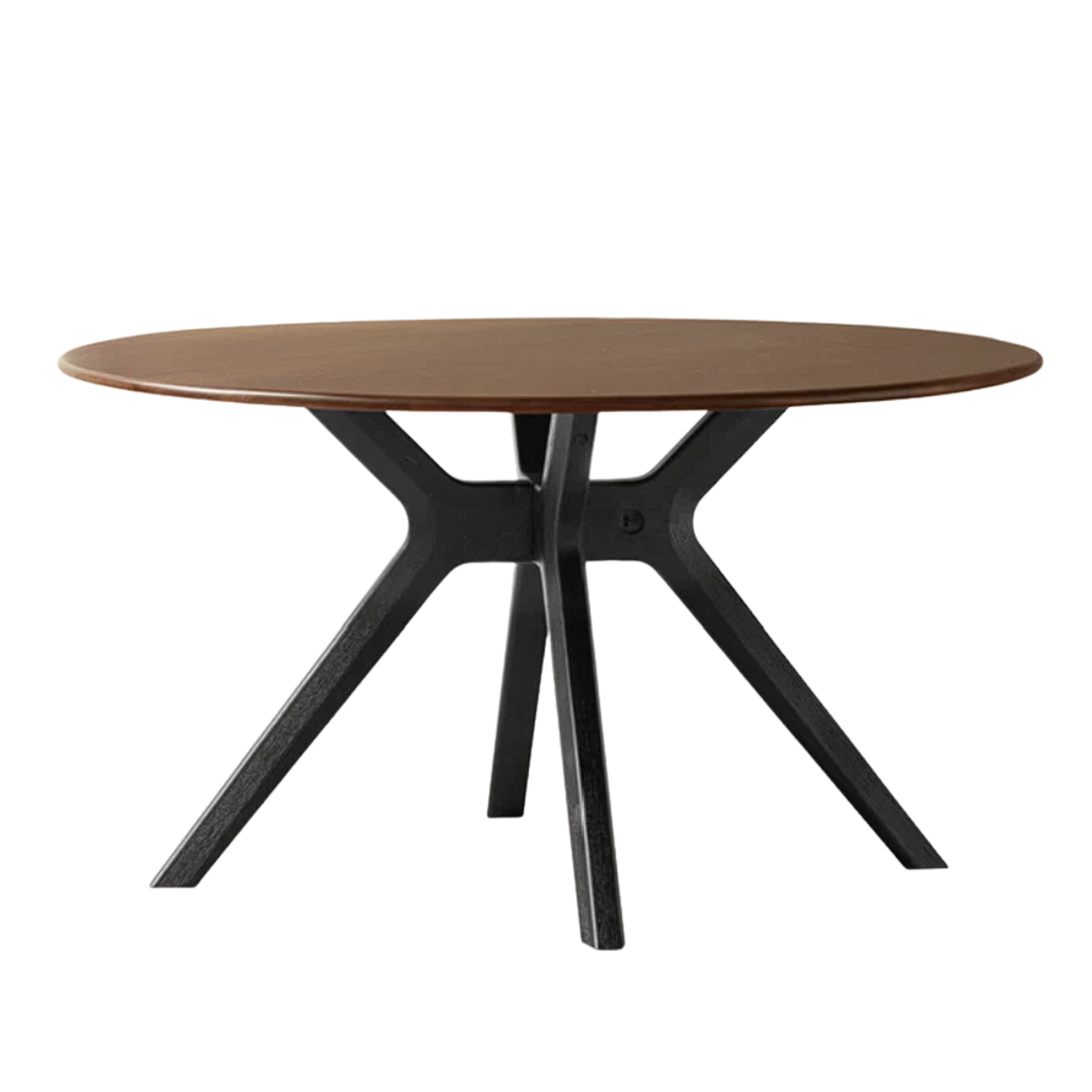 Black Walnut Solid Wood Rock Board Round Table With Turntable