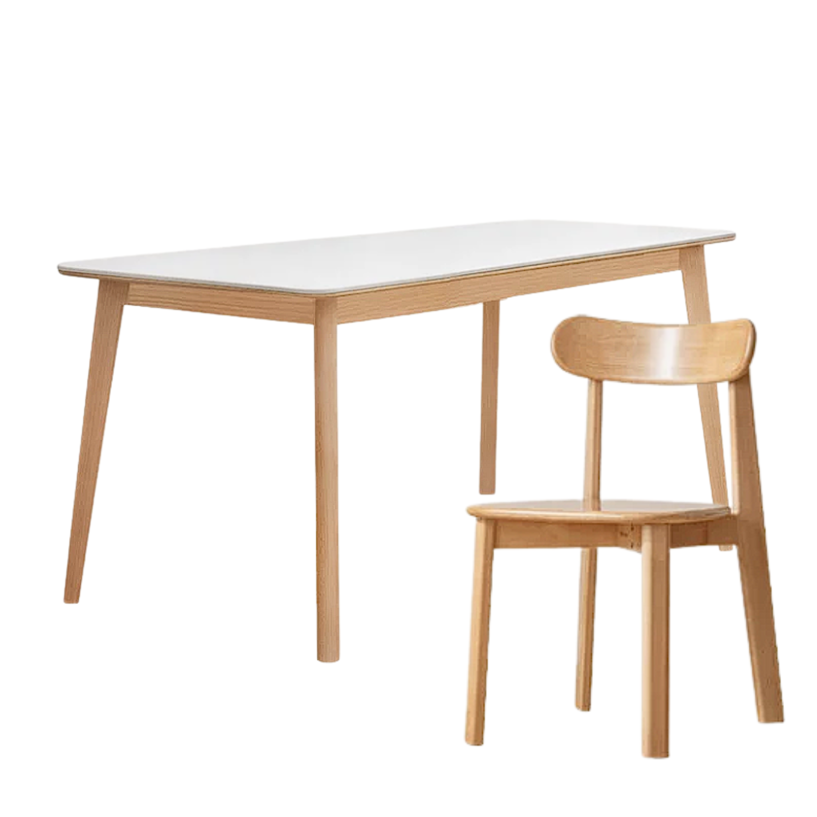 Beech, Rubberwood, Oak Solid Wood Dining Table With Rock Slab Surface