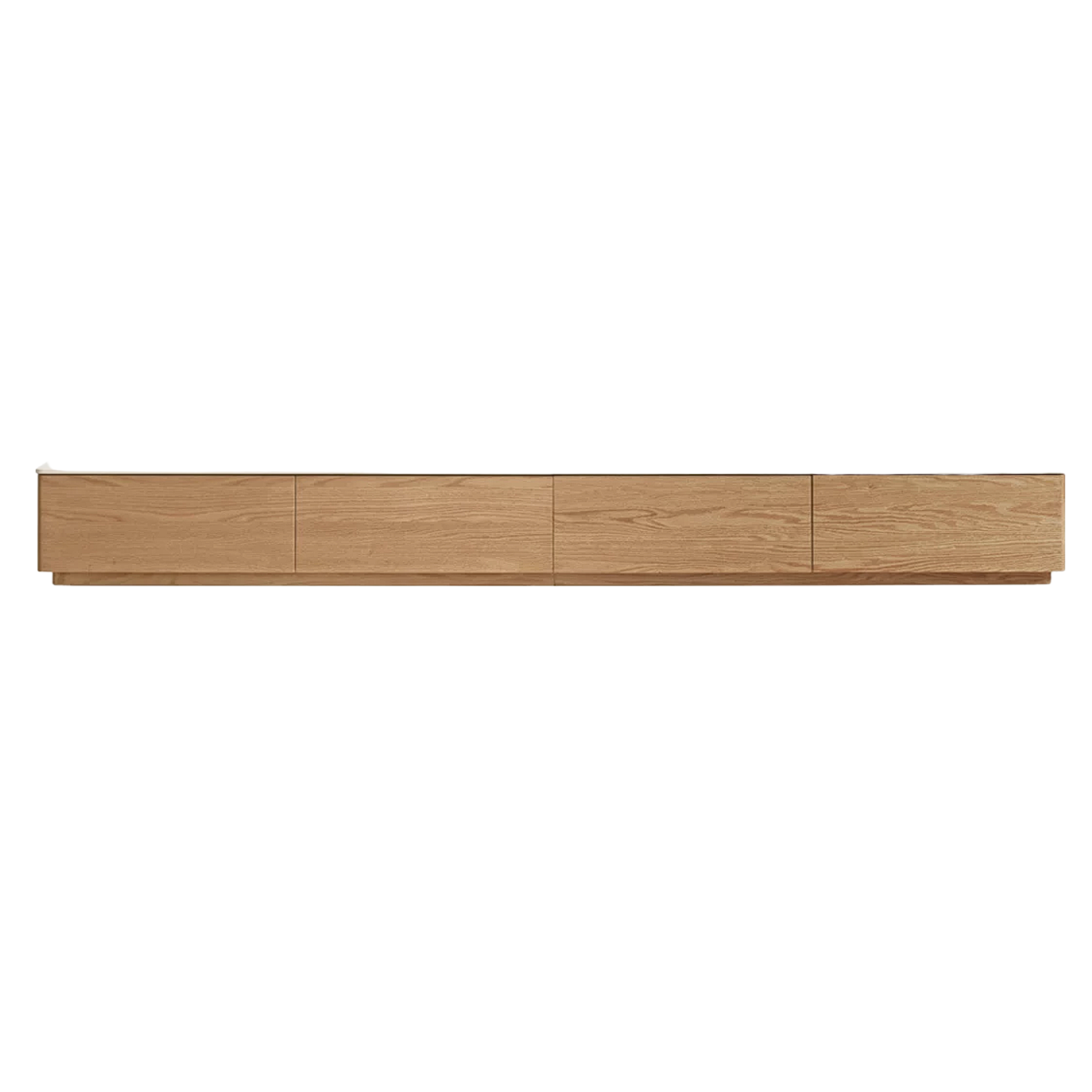 Oak, Rubberwood Floating TV Stand with Sintered Stone Top