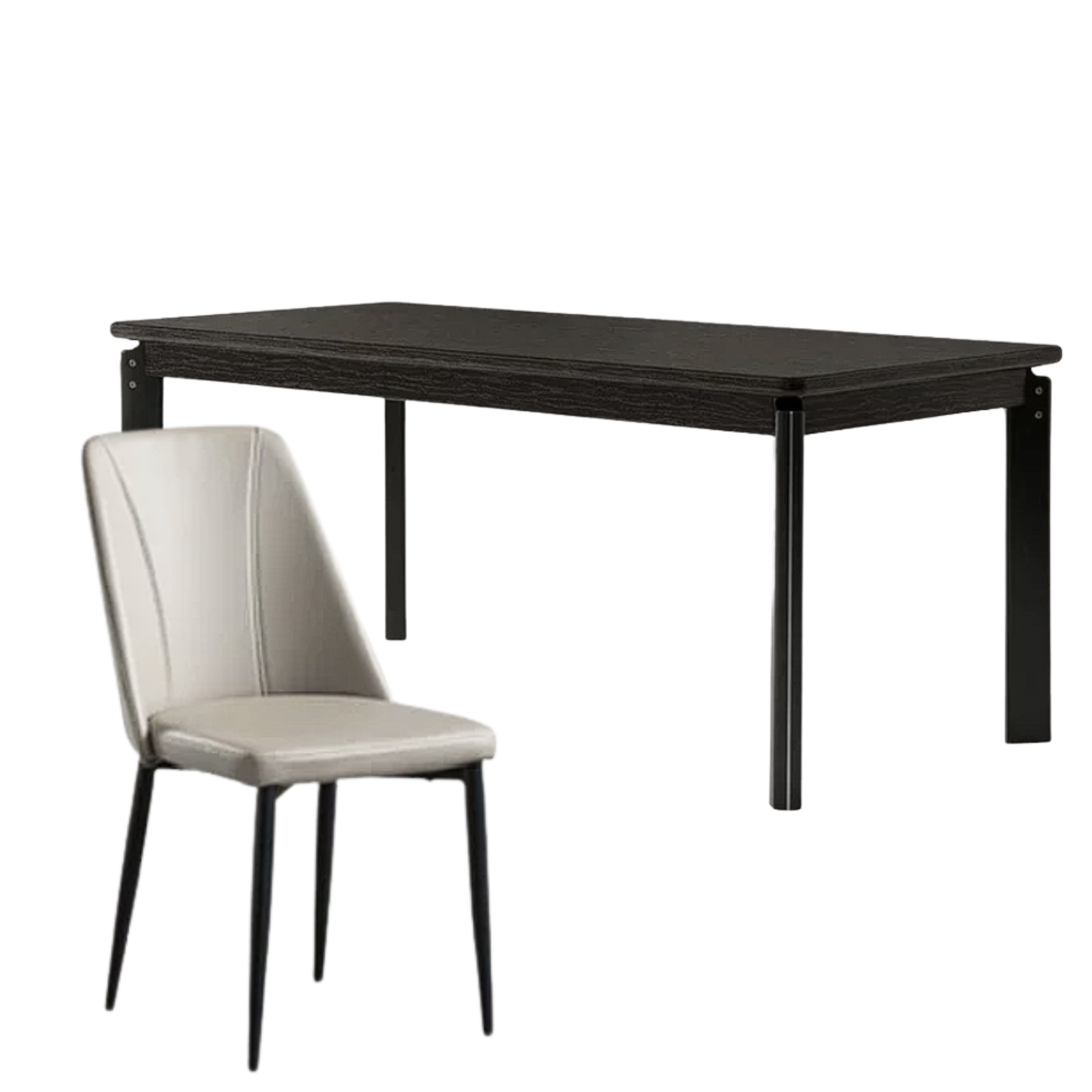 Ash, Oak Solid Wood Large Rectangular Dining Table with Thick Square Legs