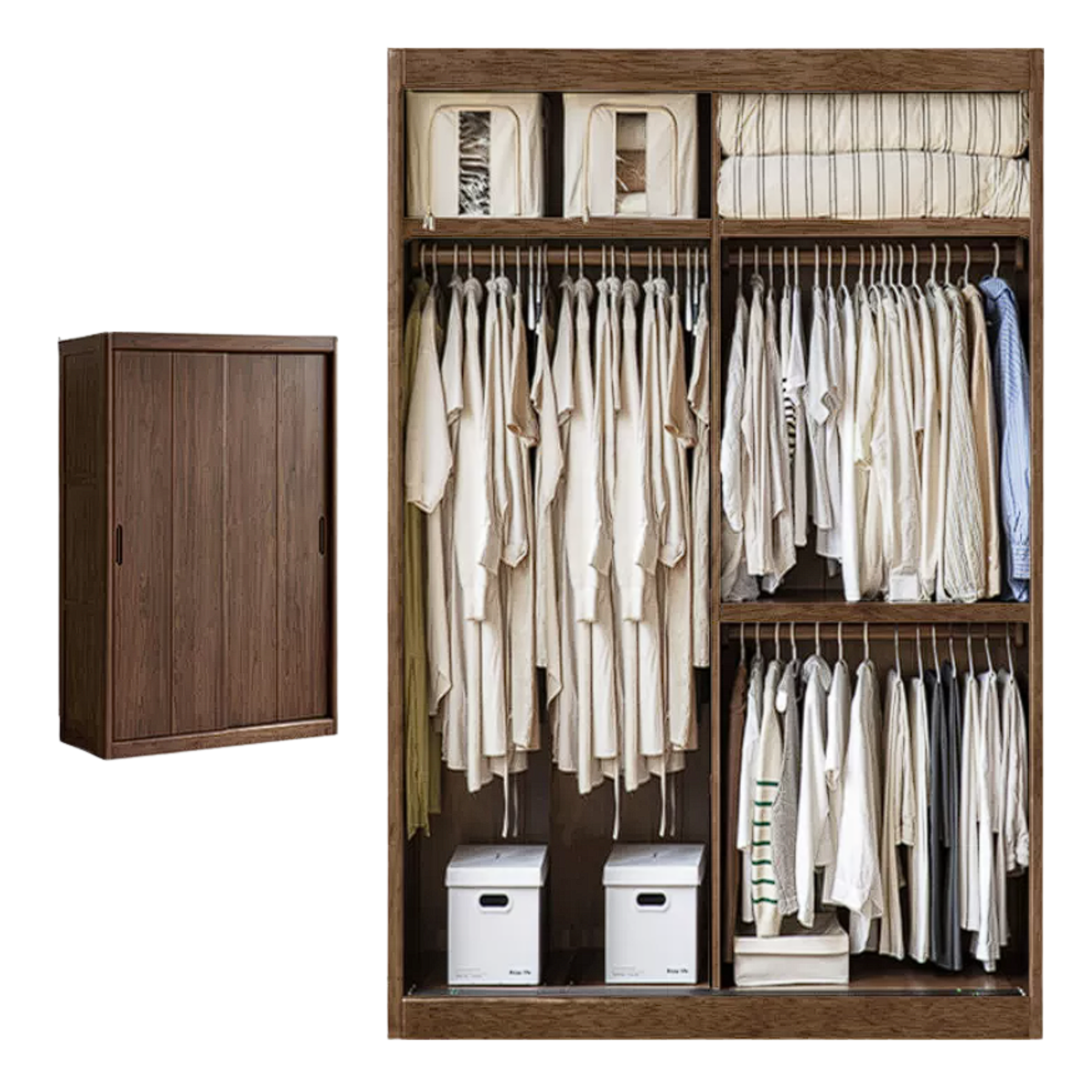 Golden Sandalwood Solid Wood Wardrobe