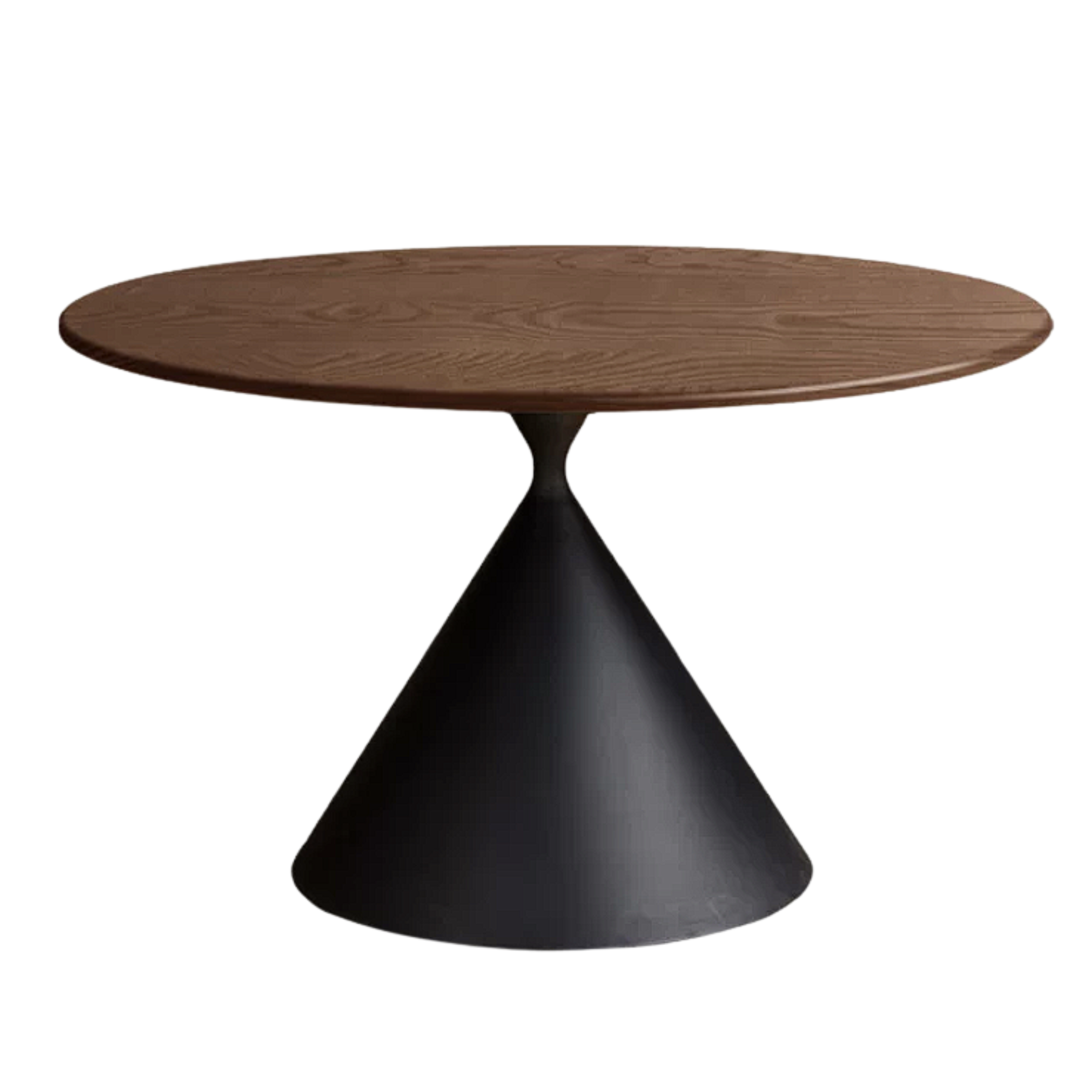 Black Walnut Solid Wood Dining Table with Cone Pedestal Base