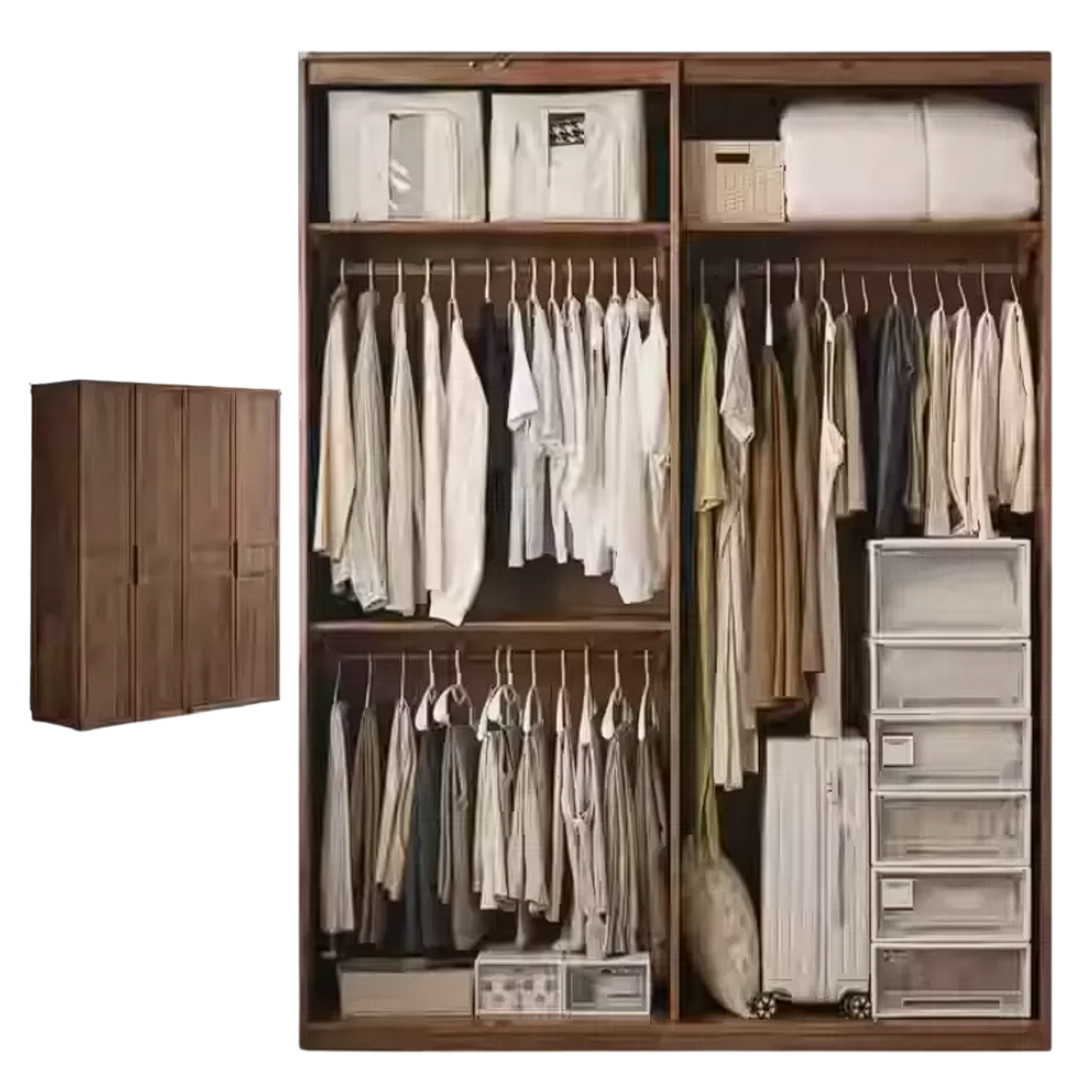 Black Walnut Solid Wood Wardrobe Modern Simple