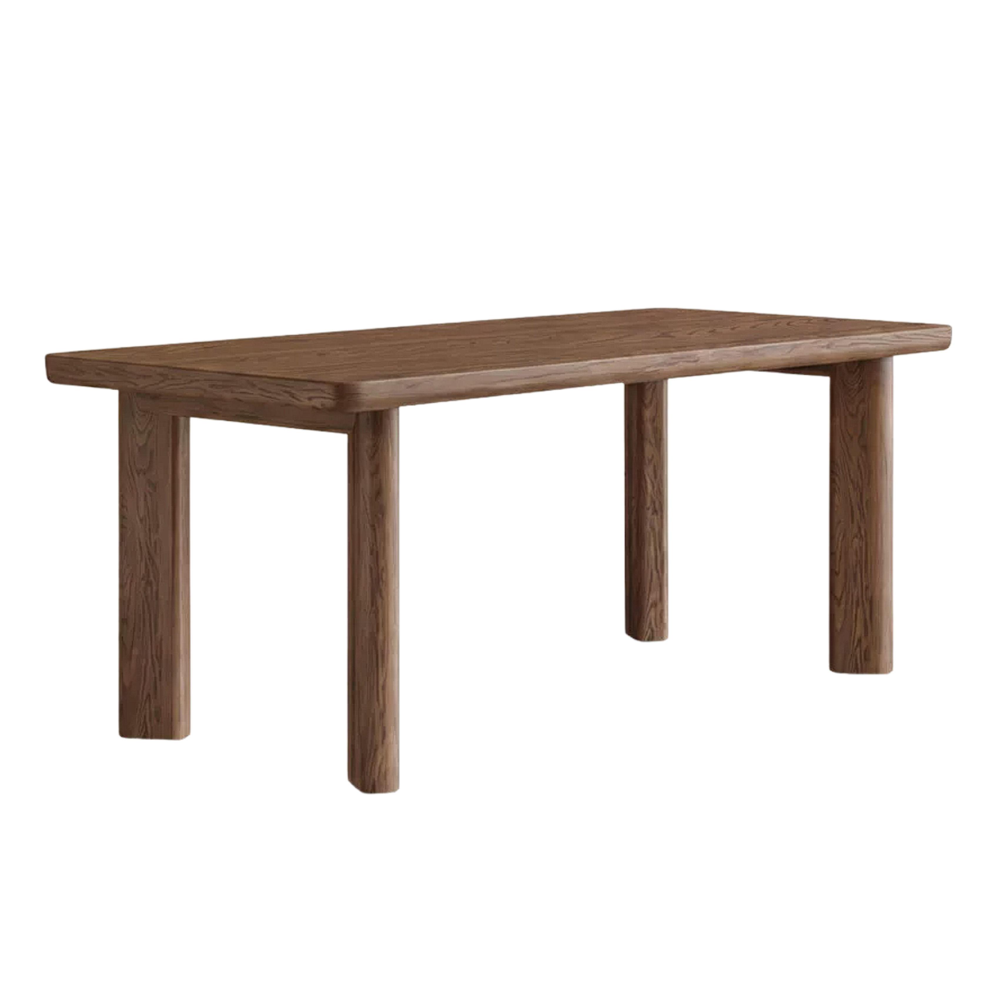 Black Walnut Solid Wood Rectangular Dining Table with Round Legs
