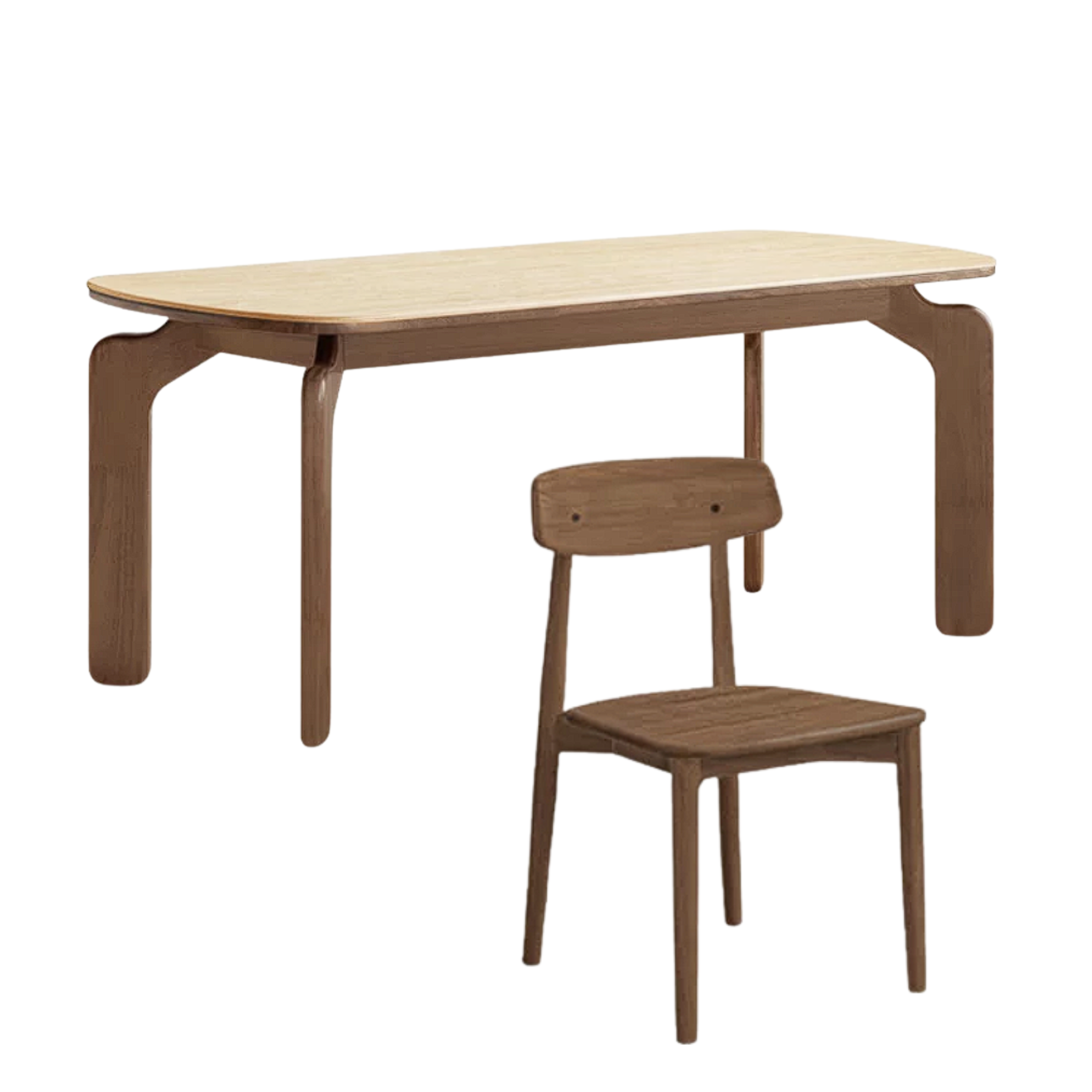 Sandalwood, Rubberwood Solid Wood Rock Board Retro Antique Style Dining Table