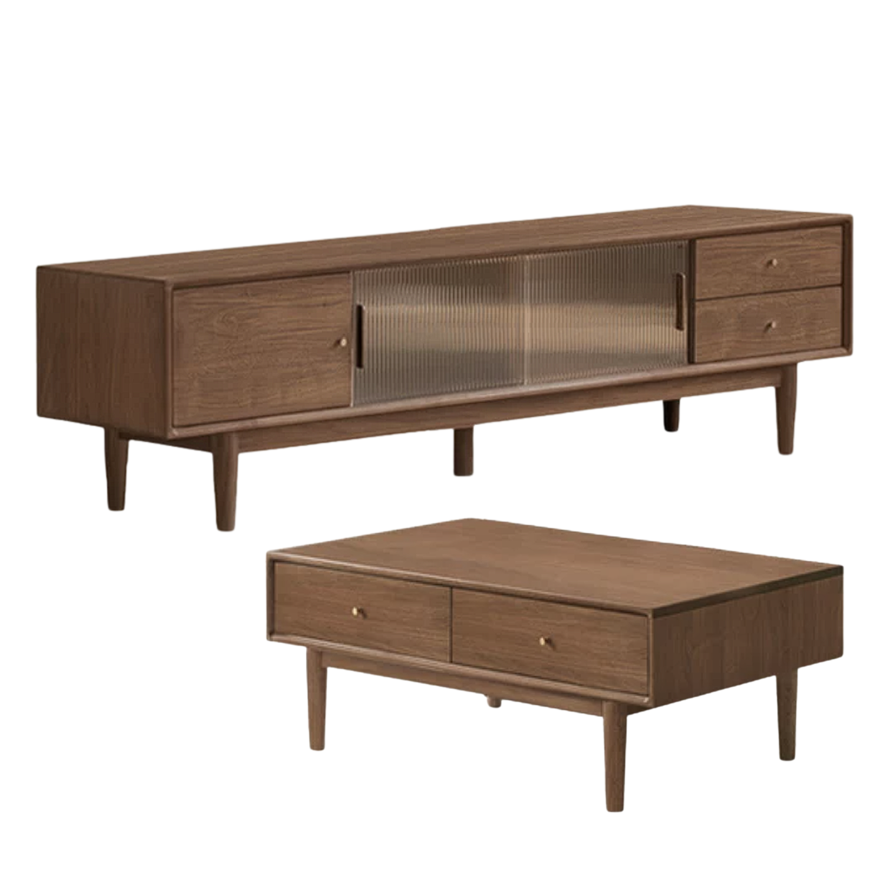 Black Walnut, Sandalwood Solid Wood Rock Plate Modern Coffee Table