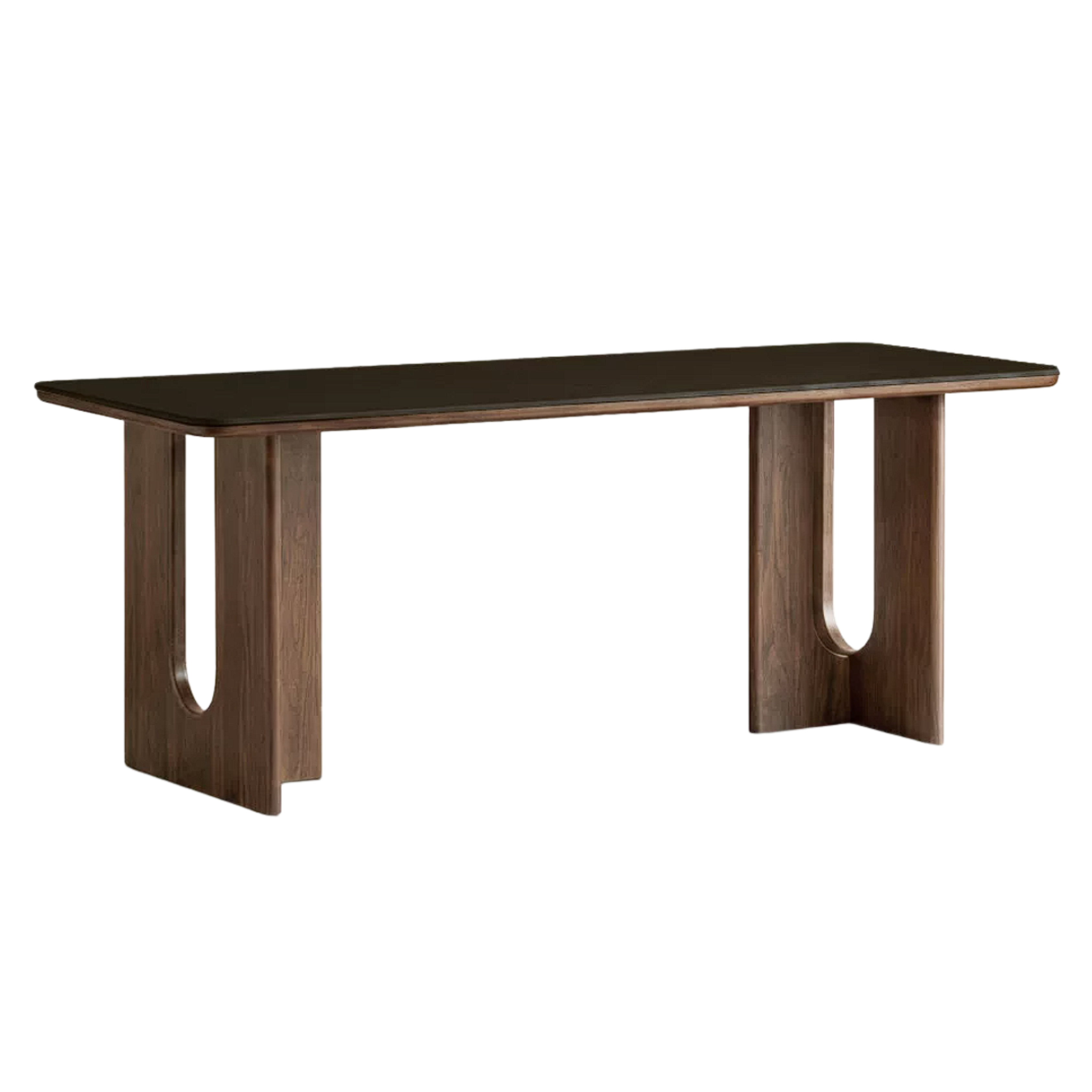 Black Walnut Solid Wood Light Luxury Style Rock Plate Dining Table