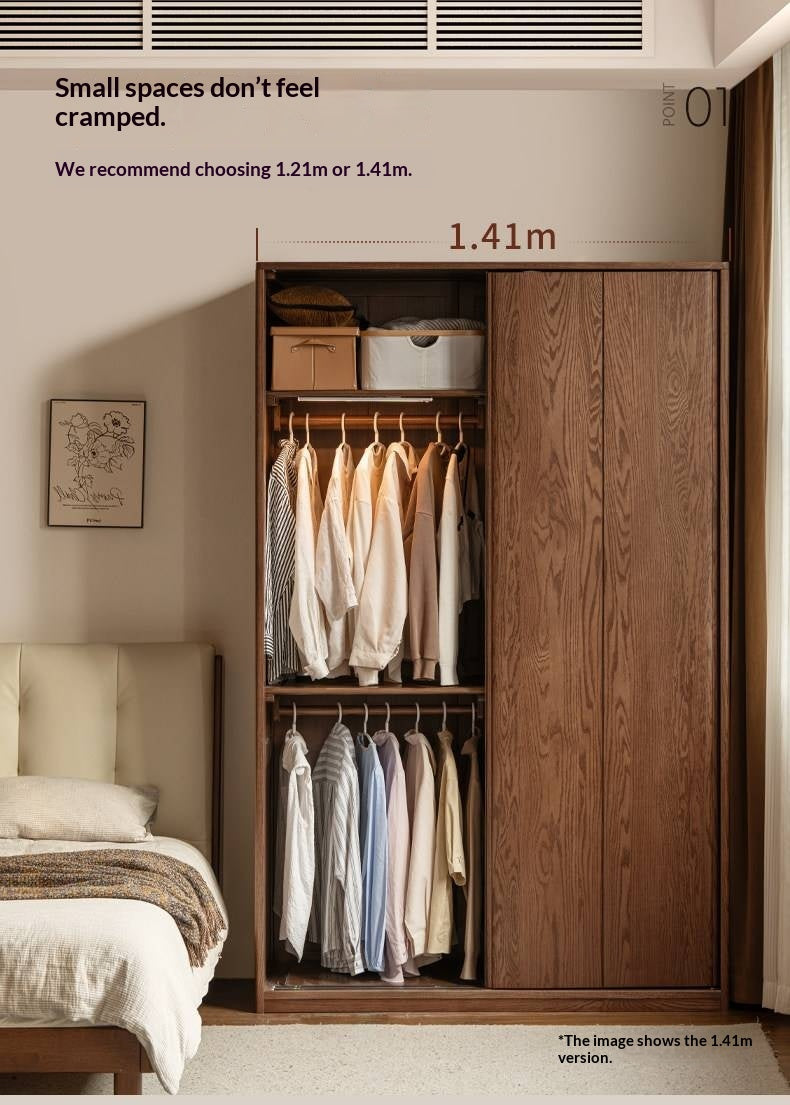 Oak Solid Wood, Solid RubberWood  Modern Style Wardrobe