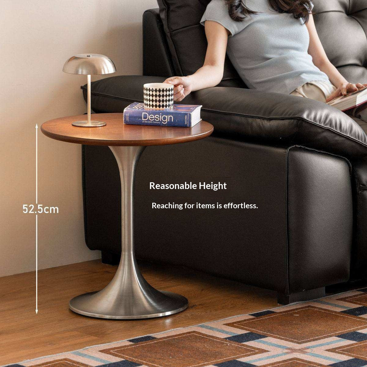 Ash Solid Wood Round Side Table, Bauhaus Style