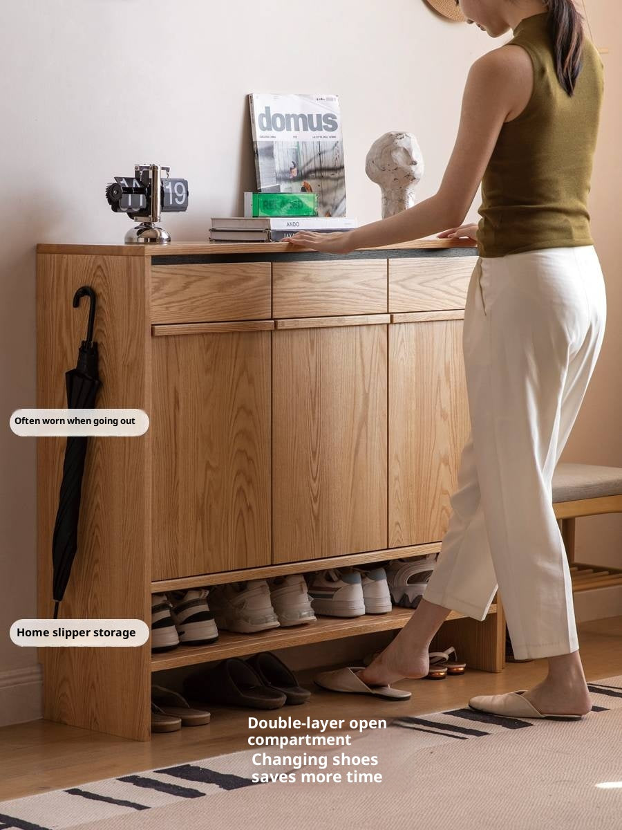 Oak Solid Wood Capacity Shoe Cabinet