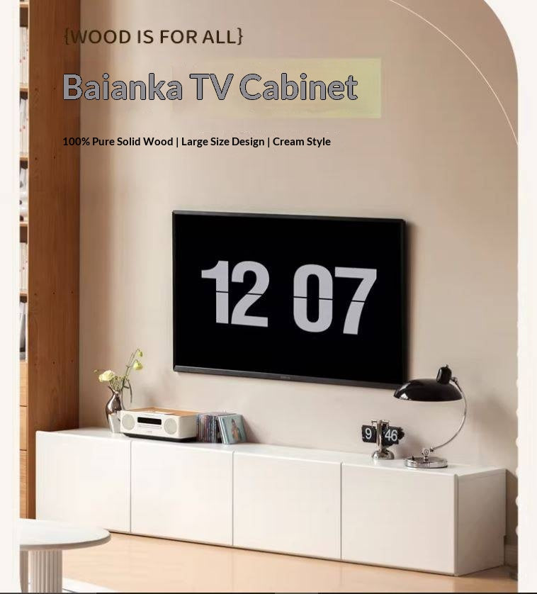 Solid Rubberwоod TV Cabinet Cream Style Large Capacity.