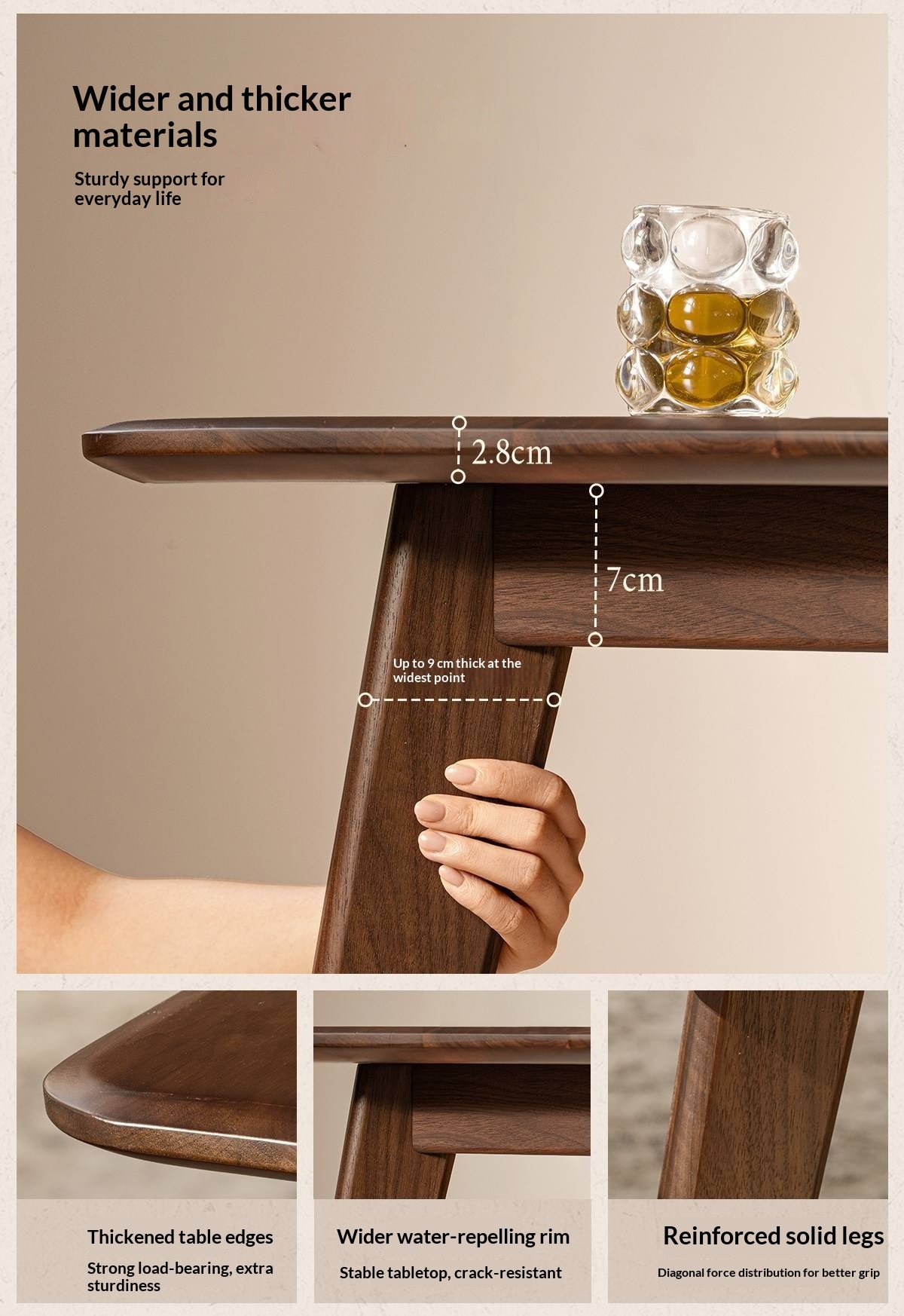 Black Walnut, Golden Pearwood, Sandalwood Solid Wood North American Dining Table