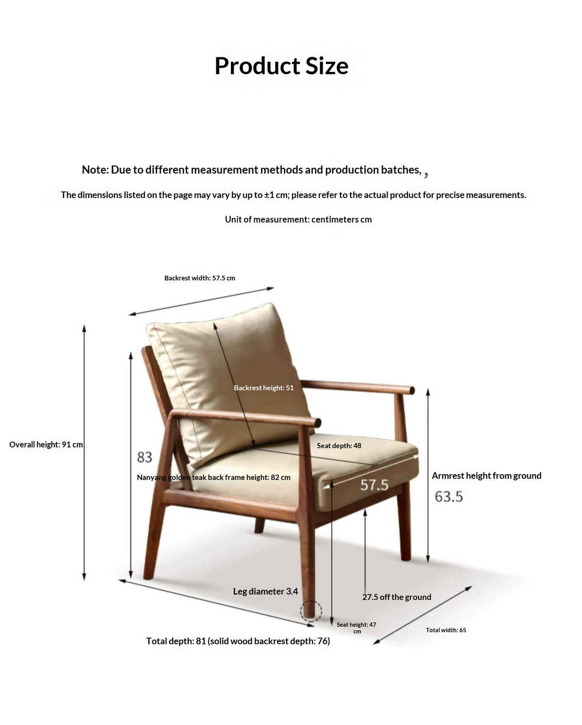 Black Walnut, Cherry, Sandalwood, Oak Solid Wood Leisure Armchair
