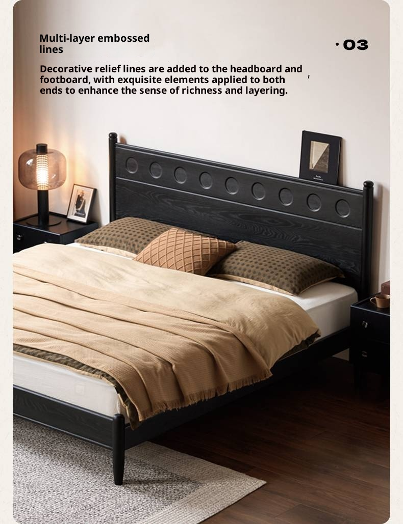 Ash Solid Wood Bed Vintage Style