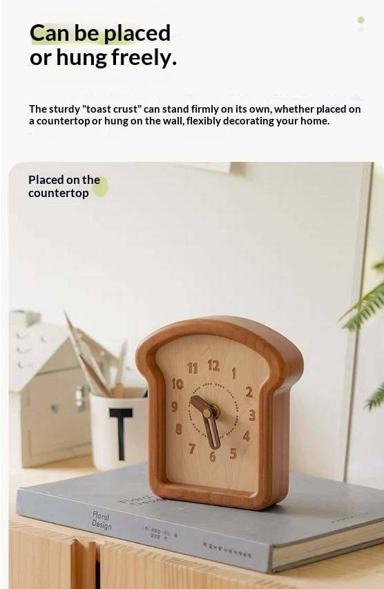 Cherry, Black Walnut Solid Wood Toast Clock Creative