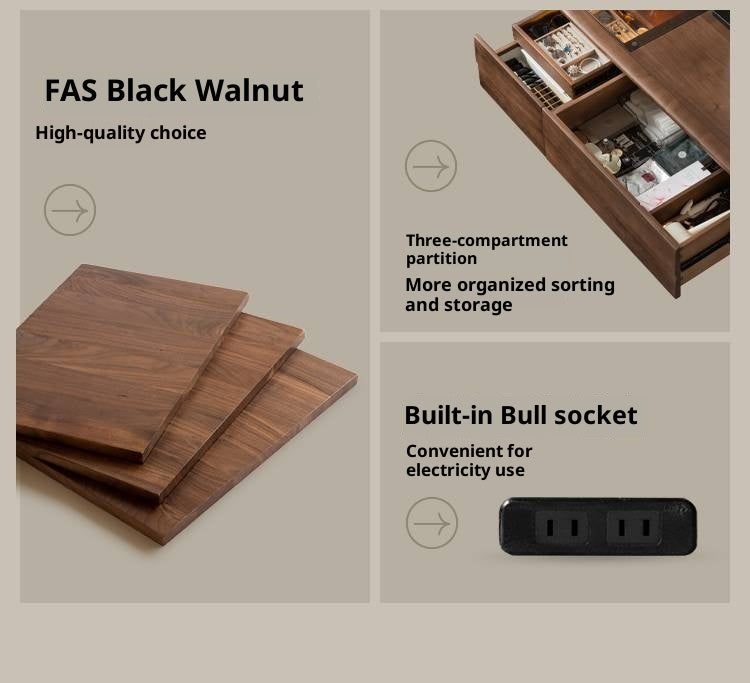 Black Walnut Solid Wood Italian Light Luxury Dressing Table