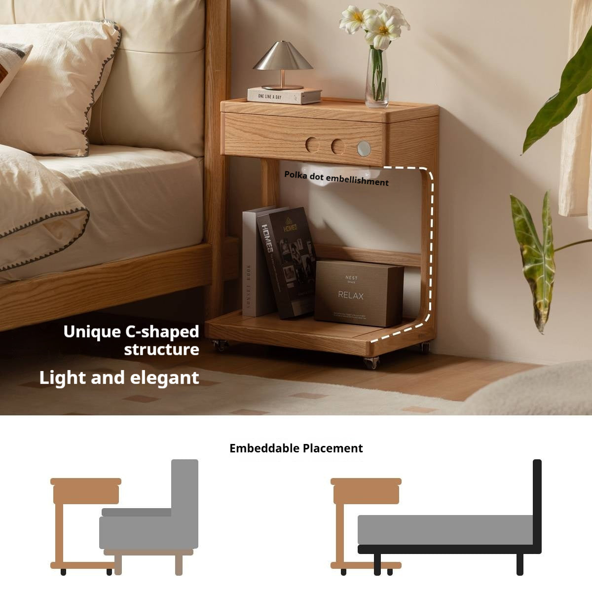 Oak Solid Wood Original Wood Style Side Table