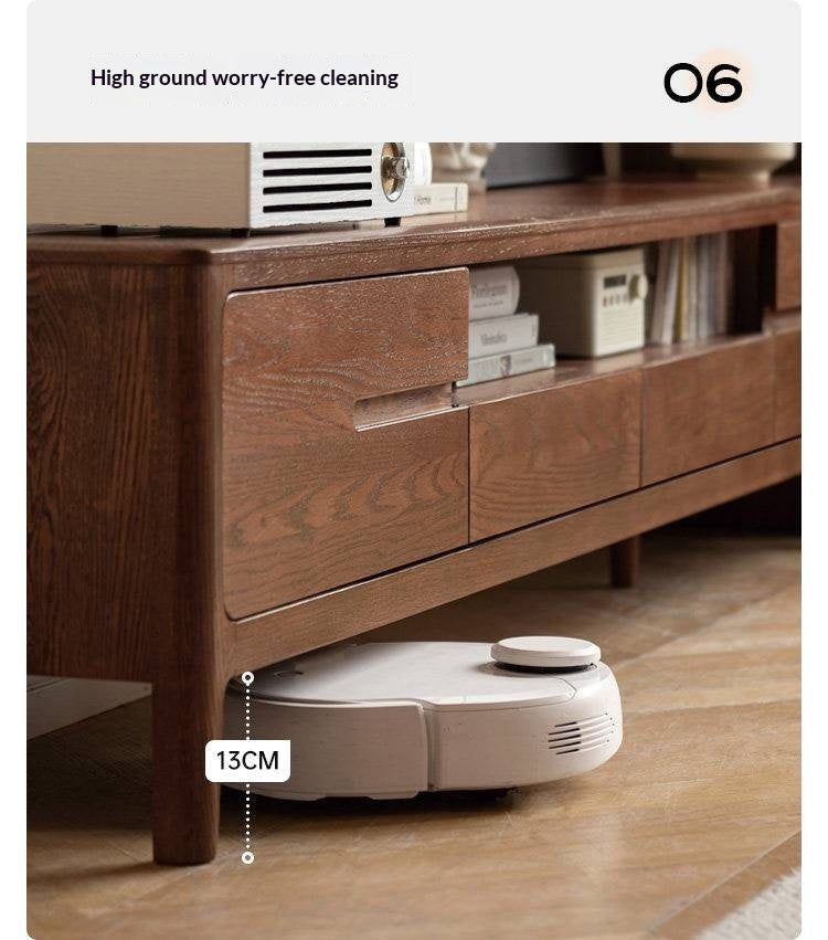 Oak, Solid Rubberwood Nordic Floor TV Cabinet.