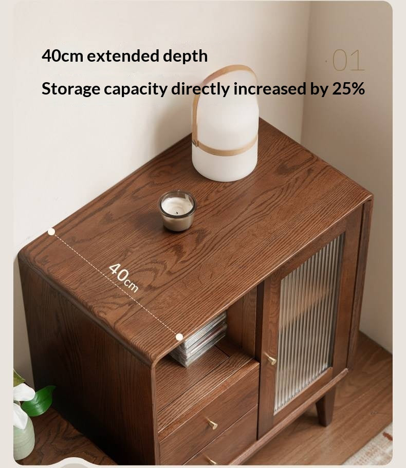 Oak Solid Wood, Solid Rubberwood Side Cabinet.