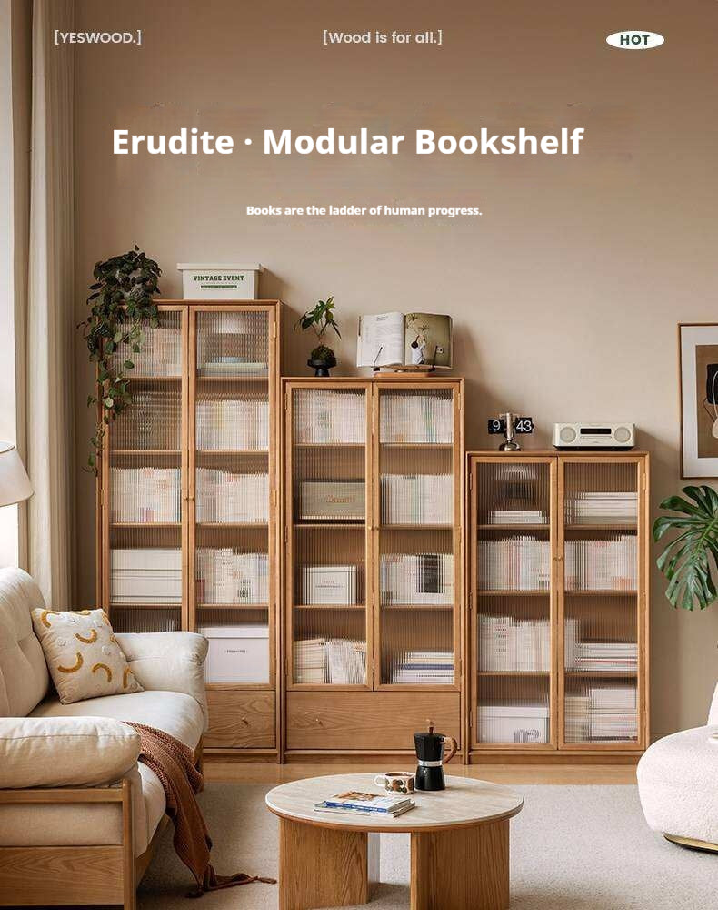 Ash Solid Wood Side Modern Style Bookcase