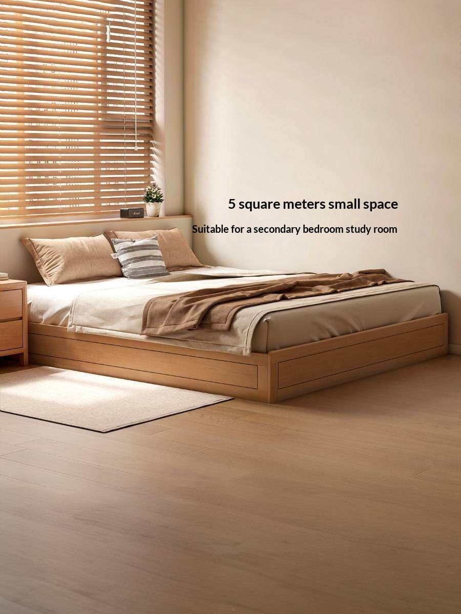 Rubberwood Solid Wood Modern Minimalist Storage Platform Bed