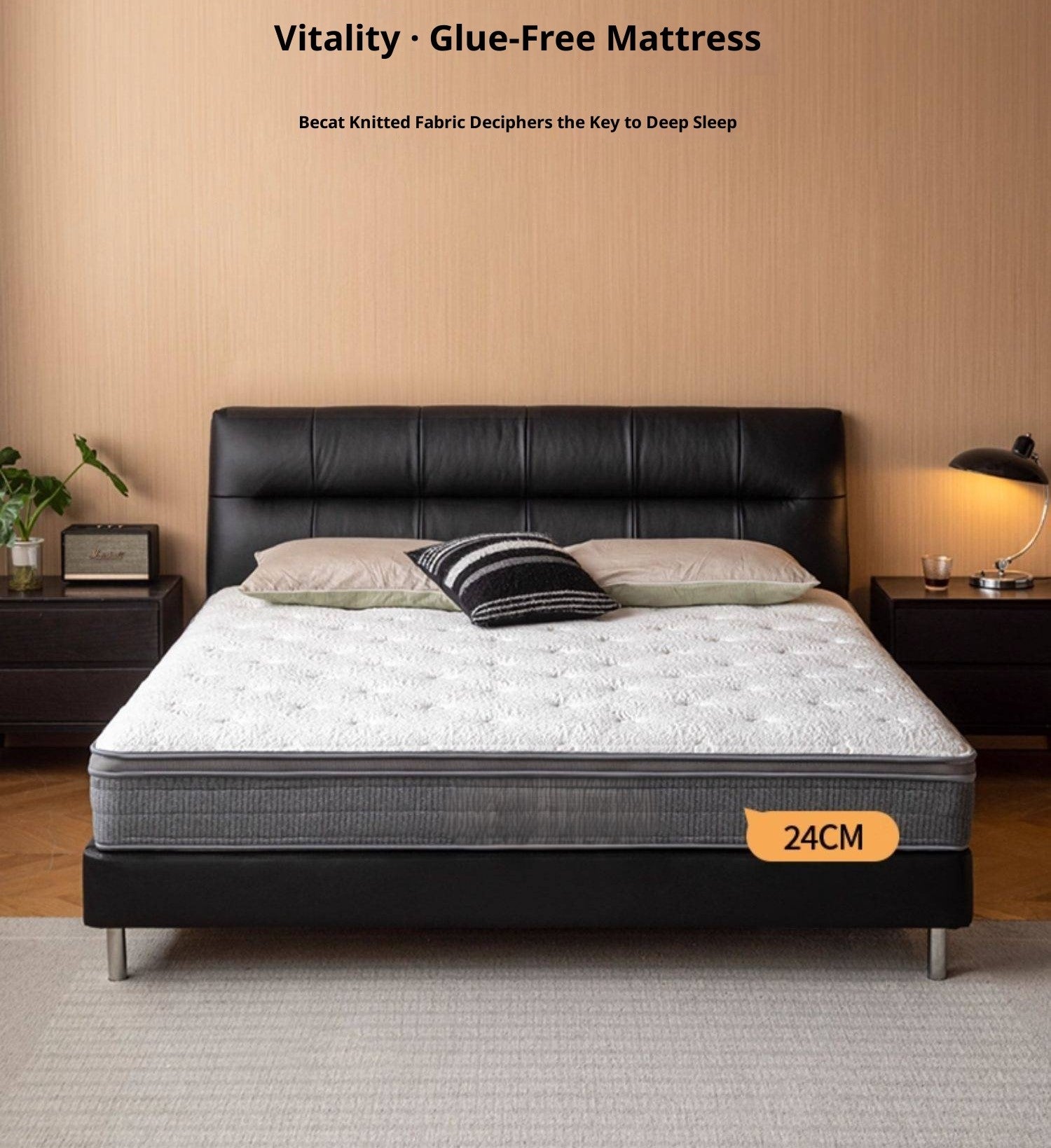 Glue-Free Mattress Made Of Imported Natural Latex, With Air Fiber Filling And Spring Support, A Soft Mattress For Back Protection 24 cm