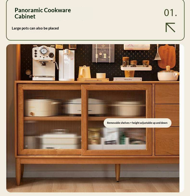 Cherry Solid Wood Sideboard High Cabinet Multi-Functional Buffet