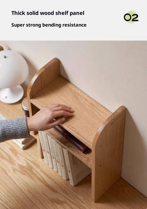 Solid Rubberwood, Oak Solid Wood Bookshelf Retractable