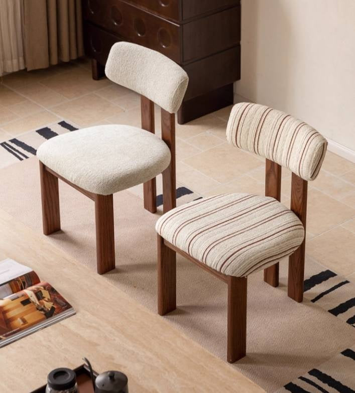 4 pcs -Oak, Black walnut solid wood Upholstered Dining Chair, Postmodern Retro