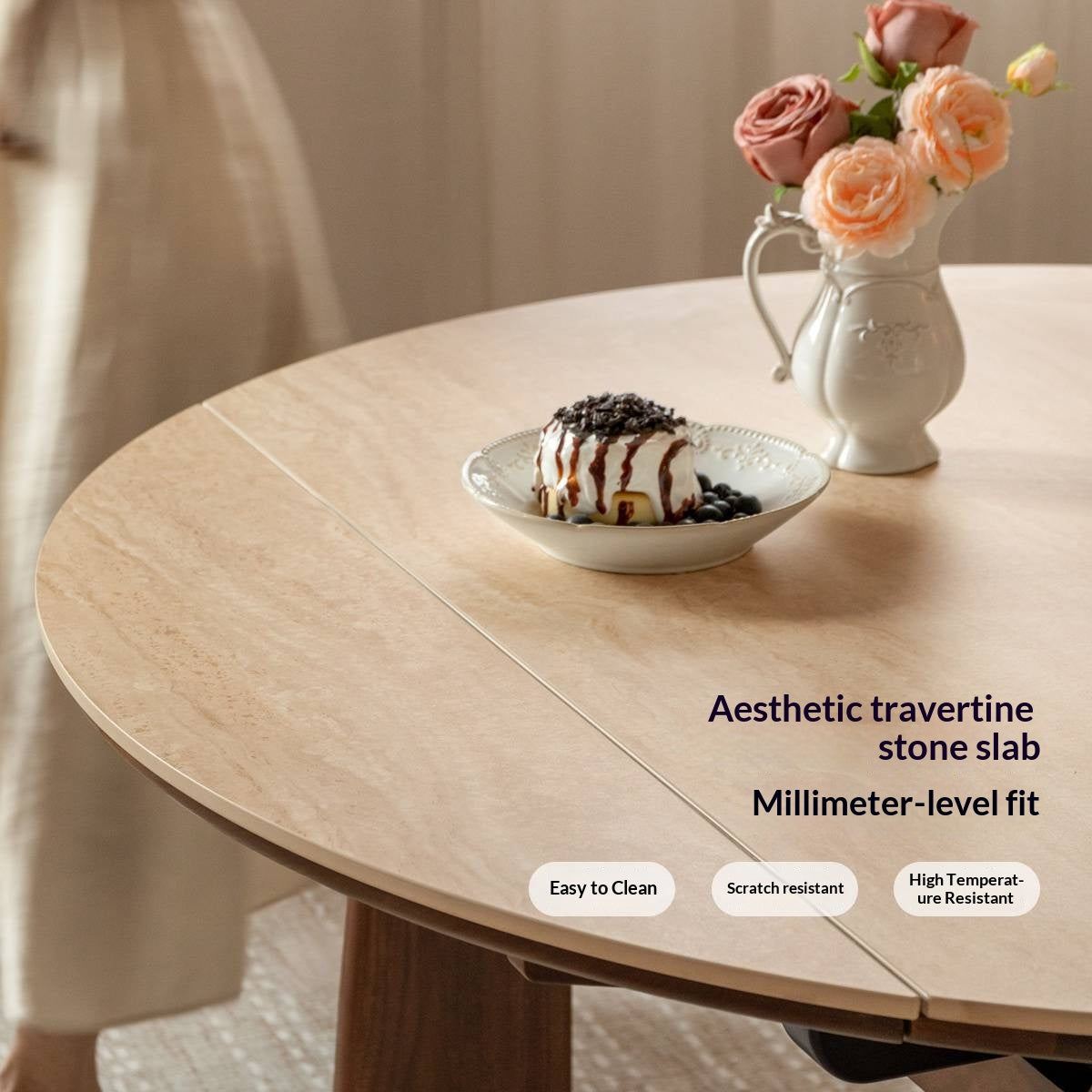 Black Walnut Solid Wood Round Dining Table