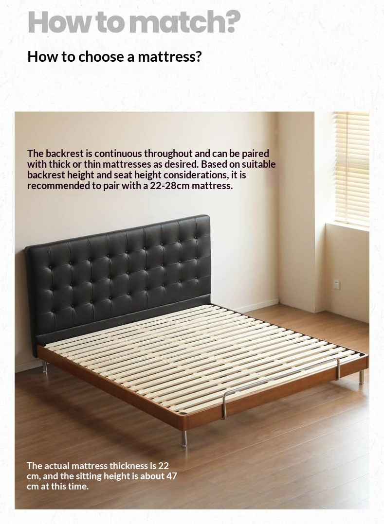 Tulipwood Solid Wood Bed — Bauhaus Style with Soft Genuine Leather Headboard