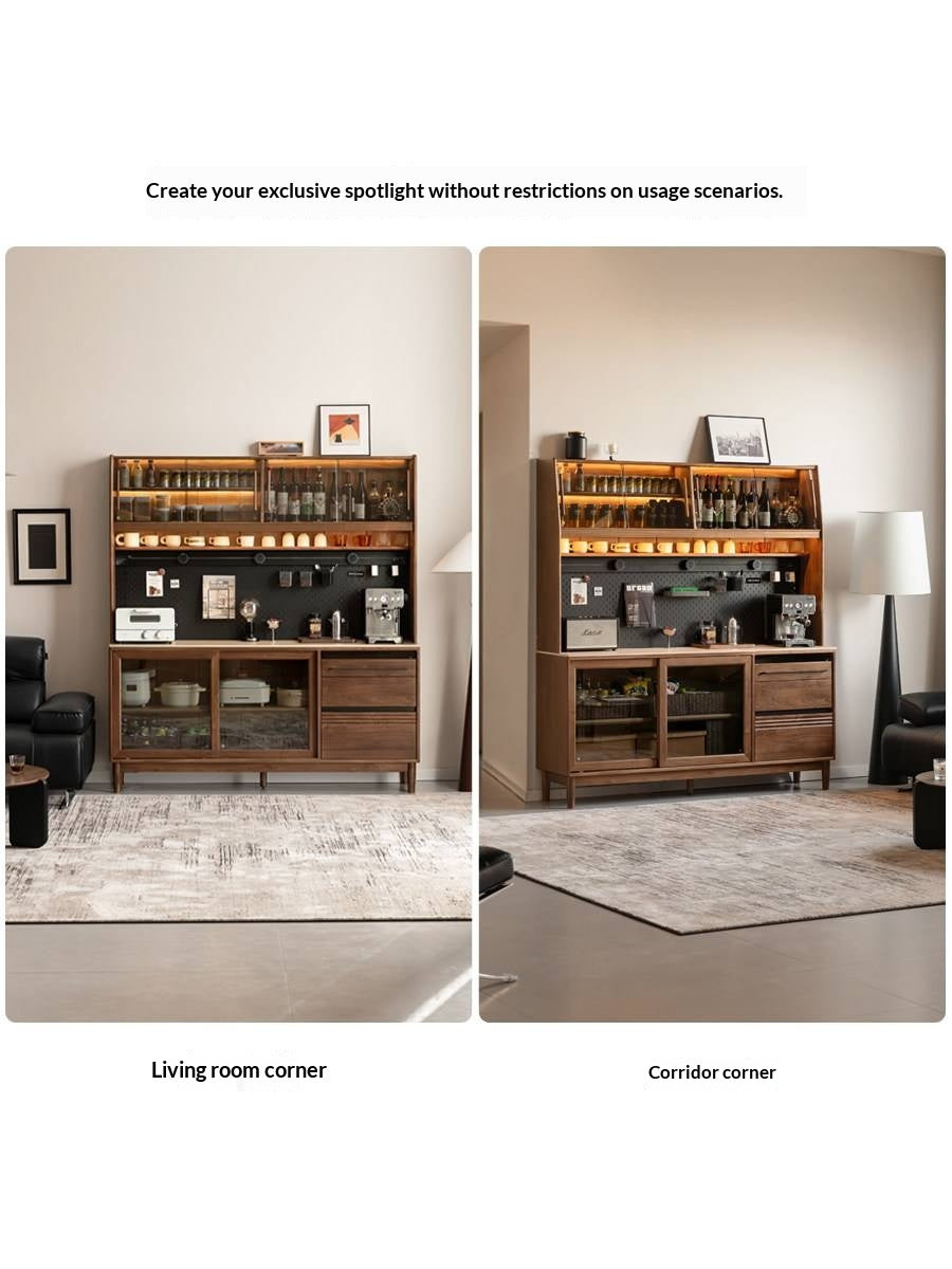 Black Walnut Solid Wood Italian-Style Sideboard – Sleek Buffet Cabinet