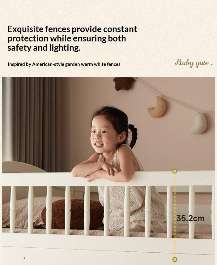 Rubberwood Solid Wood Children's White Castle Princess Bunk Bed