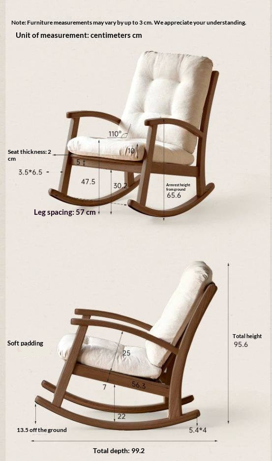 Oak Solid Wood Modern Rocking Lounge Chair