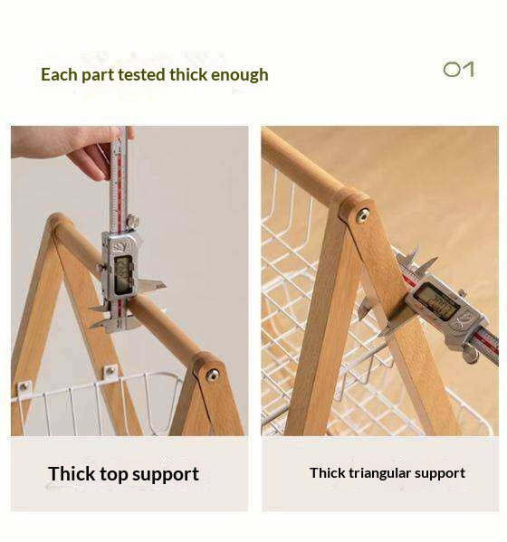 Beech Solid Wood Storage Rack with Multi-Layer and Mobile Trolley